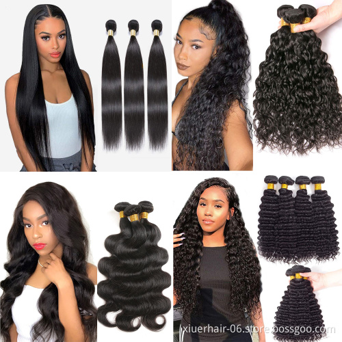 Curlly Cuticul Virgin Human Hair 32Inch 50Inch 3 Bundles Lace Frontal Color Brazilian Hair Bundles For Straight Hair